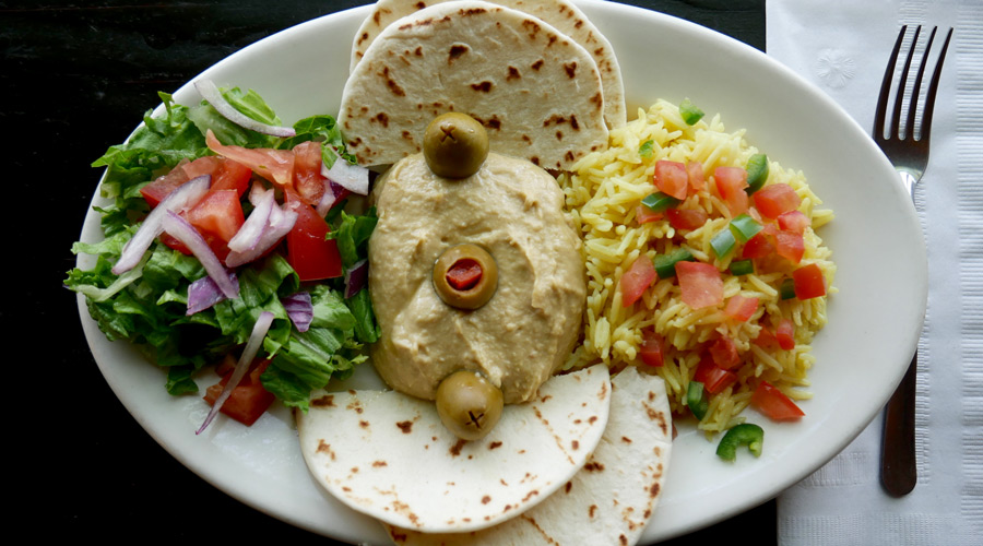 A delicious Hummus Platter at Habesha Cafe.