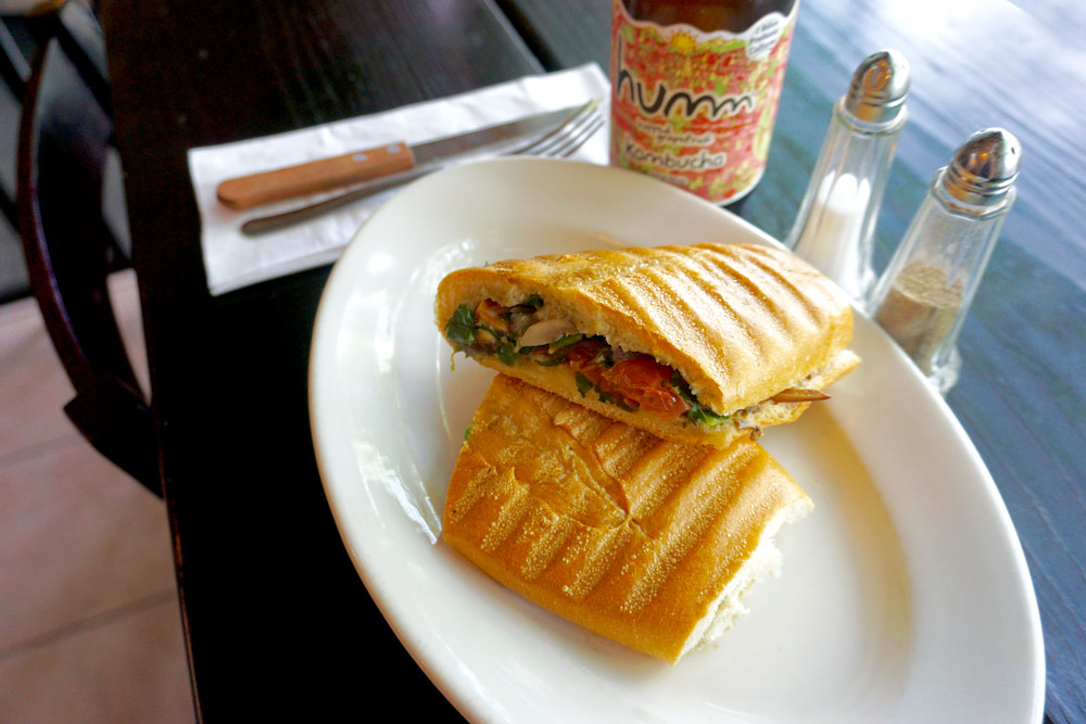 A toasted Panini Vegan Sandwich at Habesha Cafe.