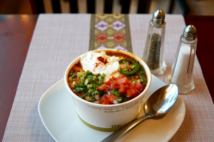A hearty bowl of Beef Chili at Habesha Cafe.